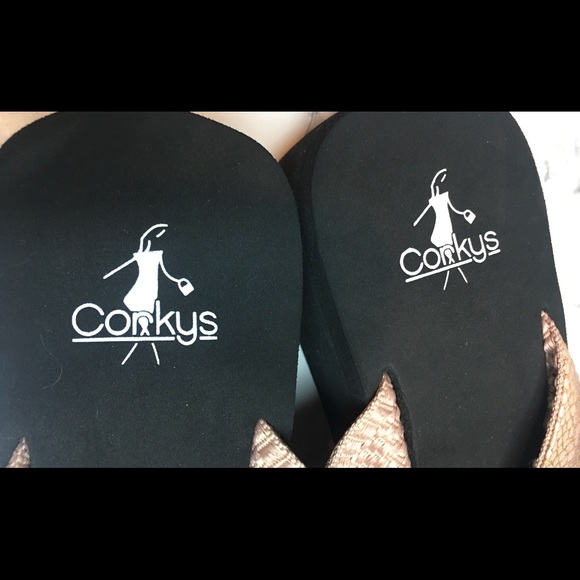 Corkys Shoes Corkys Brand Metallic Gold Flip Flops Size 9 Poshmark